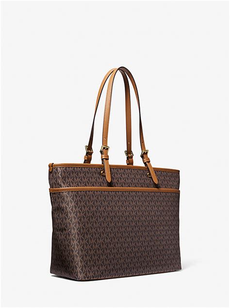 michael kors logo print signature tote bag|Winston Large Signature Logo Print Woven Pocket .